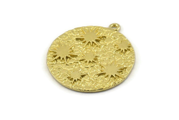 Brass Sun Charm, Raw Brass Sun Charms With 1 Loop, Findings, Earrings (29x25mm) N1145