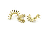 Brass Eyelash Earring, 2 Raw Brass Eyelash Stud Earrings (31x16mm) N1147