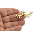 Brass Eyelash Earring, 2 Raw Brass Eyelash Stud Earrings (31x16mm) N1147
