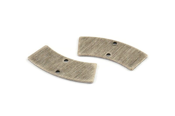 Silver Rectangle Blank, 6 Textured Antique Silver Plated Brass Rectangle Connectors With 2 Holes, Stamping Blanks (28x10x0.80mm) M087