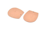 D Shaped Charm, 6 Raw Copper D Shaped Charms With 1 Hole, D Shape Blanks (25x22x0.80mm) M469