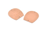 D Shaped Charm, 6 Raw Copper D Shaped Charms With 2 Holes, D Shape Blanks (25x22x0.80mm) M471
