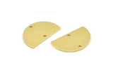 Semi Circle Charm, 12 Raw Brass Half Moon Connectors With 2 Holes (22x14x0.80mm) M478