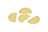 Semi Circle Charm, 12 Raw Brass Half Moon Connectors With 2 Holes (22x14x0.80mm) M478