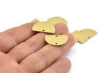 Semi Circle Charm, 12 Raw Brass Half Moon Connectors With 2 Holes (22x14x0.80mm) M478