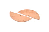 Semi Circle Charm, 6 Raw Copper Half Moon Connectors With 4 Holes, Stamping Blank (39x15x0.90mm) M534