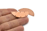 Semi Circle Charm, 6 Raw Copper Half Moon Connectors With 8 Holes, Stamping Blank (39x15x0.90mm) M535