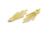 Brass Fringed Charm, 2 Raw Brass Fringed Charms With 1 Loop - Pad Size 6mm  (47x18x2mm) N1369