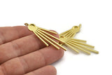 Brass Fringed Charm, Raw Brass Fringed Charms With 1 Loop - Pad Size 6mm  (47x18x2mm) N1369