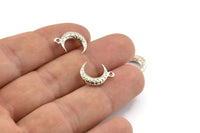 Silver Moon Charm, 2 925 Silver Moon Charms With 1 Loop (12x4x3mm) N0335