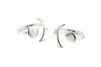Universe Cosmos Ring, 925 Silver Moon And Planet Rings - Round Cabochon Size: 8mm N0084