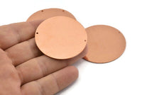 Huge Round Charm, 2  Raw Copper Round Stamping Blanks With 2 Holes, Connectors (43x0.90mm) M539