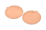Huge Round Charm, 2  Raw Copper Round Stamping Blanks With 1 Loop And 1 Hole (45x43x0.90mm) M541