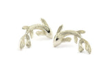 Silver Fish Earring, 2 925 Sterling Silver Plated Brass Fish Stud Earrings (28x16mm) N0774
