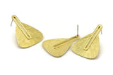 Brass Earring Post, 2 Posts Raw Brass Textured Earrings (33x24x1mm) N1161