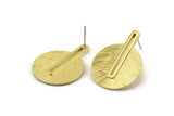 Brass Earring Post, 2 Posts Raw Brass Textured Earrings (32x24x1mm) N1162