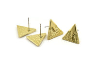 Pirinç Üçgen Küpe, 6 Çekiçlenmiş Ham Pirinç Üçgen Küpe (14x1mm) N1157