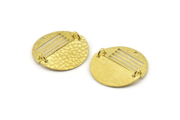 Brass Semi Circle, Hammered Raw Brass Half Moon Charms With 1 Hole, Pendants (30x1mm) N1158