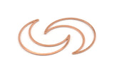 Copper Moon Charm, 4 Raw Copper Crescent Moon Charms With 2 Holes (50x15x1mm) M566