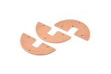 Semi Circle Charm, 10 Raw Copper Semi Circle Blanks, Geometric Blanks, Semi Circle Charms With 3 Holes (31x14x0.90mm) M590