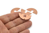 Semi Circle Charm, 10 Raw Copper Semi Circle Blanks, Geometric Blanks, Semi Circle Charms With 3 Holes (31x14x0.90mm) M590