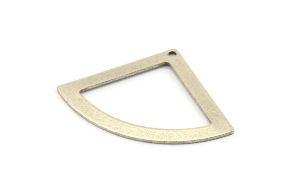 Silver Triangle Charm, 6 Antique Silver Plated Brass Fan Charms With 1 Hole, Stamping Blanks, Findings (40x28x0.80mm) M224 Q0275