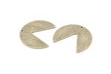 Silver Circle Charm, 4 Textured Antique Silver Plated Brass Pizza Slice Charms With 1 Hole, Blanks, Findings (30x26x0.80mm) M184
