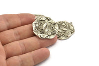 Silver Sea Charm, Antique Silver Plated Brass Sea Creatures Charm With 1 Loop, Pendants, Earrings, Findings (30x28mm) N1103