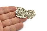 Silver Sea Charm, Antique Silver Plated Brass Sea Creatures Charm With 1 Loop, Pendants, Earrings, Findings (30x28mm) N1103