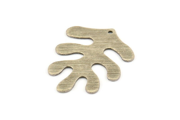 Silver Leaf Charm, 4 Textured Antique Silver Plated Brass Leaf Charms With 1 Hole, Findings (32x25x0.80mm) M482