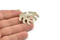 Silver Leaf Charm, 4 Textured Antique Silver Plated Brass Leaf Charms With 1 Hole, Findings (32x25x0.80mm) M482