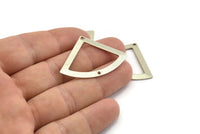 Silver Triangle Charm, 6 Antique Silver Plated Brass Fan Charms With 2 Holes, Connectors, Findings (40x28x0.80mm) M223