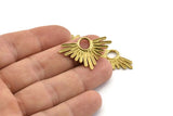 Brass Sun Pendant, Raw Brass Sun Pendants (33x21mm) N0948
