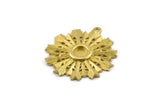 Brass Badge Charm, Raw Brass Rosette Charm Pendants With 1 Loop, Earrings (35x32mm) N0949