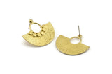 Brass Earring Posts, 2 Raw Brass Semi Circle Stud Earrings (31x28mm) N0954
