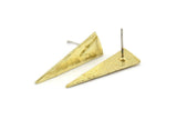 Brass Triangle Earring, 4 Raw Brass Triangle Stud Earrings (27x9x1mm) N0953