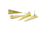 Brass Triangle Earring, 4 Raw Brass Triangle Stud Earrings (27x9x1mm) N0953