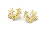 Brass Earring Findings, 2 Raw Brass Sunshine Earring Findings (28x23mm) N0960