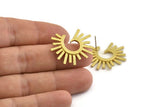 Brass Earring Findings, 2 Raw Brass Sunshine Earring Findings (28x23mm) N0960