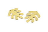 Brass Leaf Charm, 2 Raw Brass Leaf Charms With 1 Hole, Findings (29x22x1mm) N1396