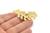 Brass Leaf Charm, 2 Raw Brass Leaf Charms With 1 Hole, Findings (29x22x1mm) N1396