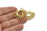 Brass Charm, 2 Raw Brass Pendants With 1 Loop (31mm) N1398
