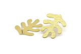 Brass Leaf Earring, 4 Textured Raw Brass Leaf Stud Earrings (32x25x0.80mm) M488 A1617