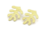 Brass Leaf Earring, 4 Textured Raw Brass Leaf Stud Earrings (32x25x0.80mm) M488 A1617