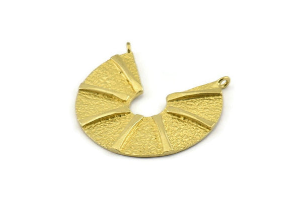 Brass Ethnic Pendant, Raw Brass Textured Pendants With 2 Loops, Charms, Findings, Earrings (34x33mm) N0968