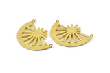 Brass Ethnic Pendant, Raw Brass Semi Circle Pendant With 2 Loops (36x27mm) N0972