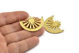 Brass Ethnic Pendant, Raw Brass Semi Circle Pendant With 2 Loops (36x27mm) N0972