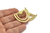 Brass Sun Pendant, Raw Brass Sunshine Pendant With 2 Loops (35x28x0.80mm) N0971