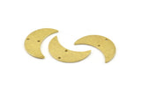 Brass Moon Charm, Hammered Raw Brass Moons With 2 Holes, Necklace Horn Charm (26x10x1mm) N0975