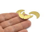 Brass Moon Charm, Hammered Raw Brass Moons With 2 Holes, Necklace Horn Charm (26x10x1mm) N0975